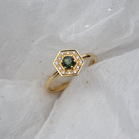 Soraya - Blue Green Sapphire Engagement Ring - Boutee