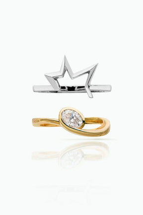 Tula Solitaire Ring & Titanium Salute Ring - Boutee