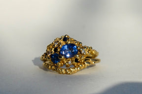 Sapphire and Diamond Shield Signet Ring - Boutee