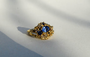 Sapphire and Diamond Shield Signet Ring - Boutee