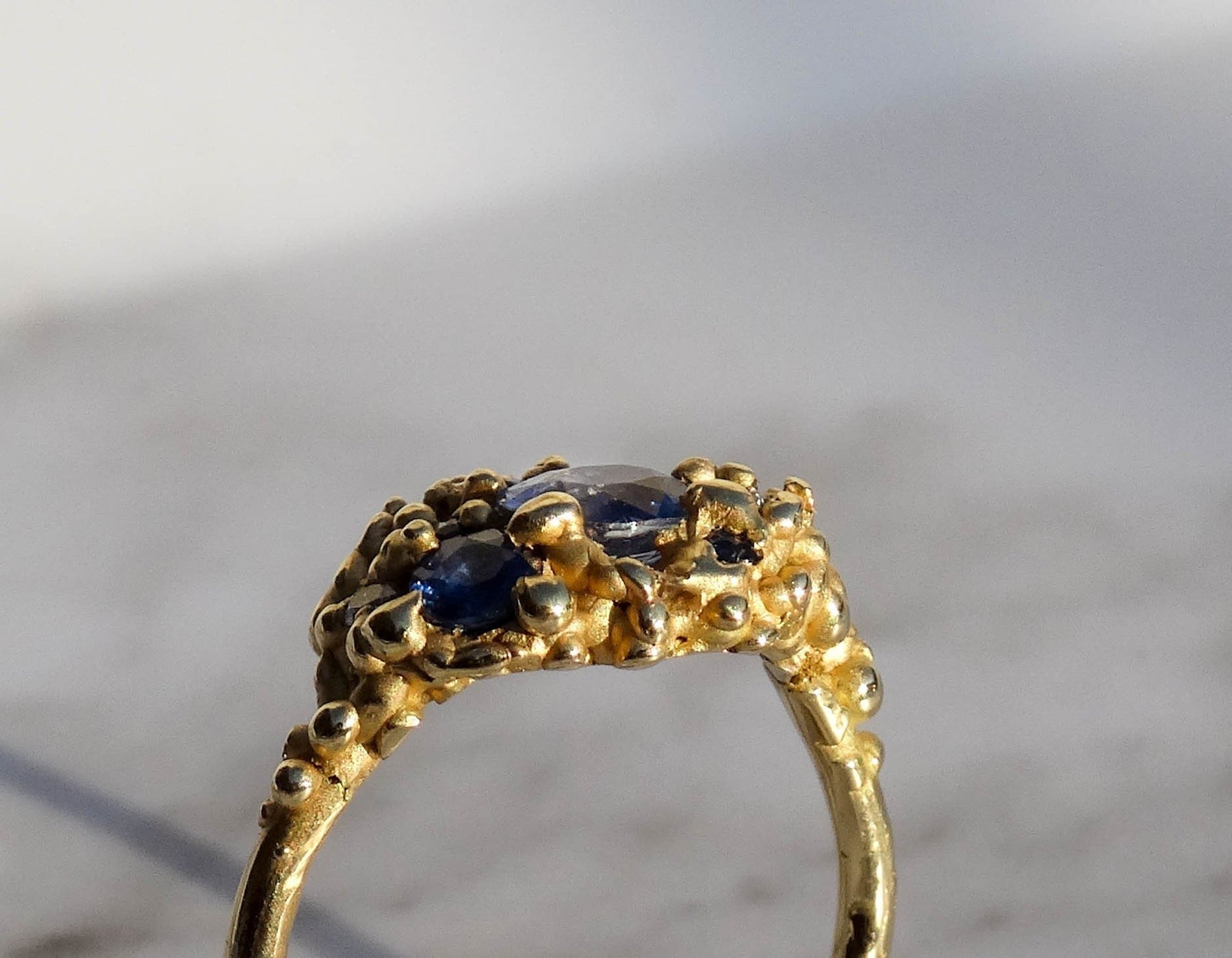 Sapphire and Diamond Shield Signet Ring - Boutee