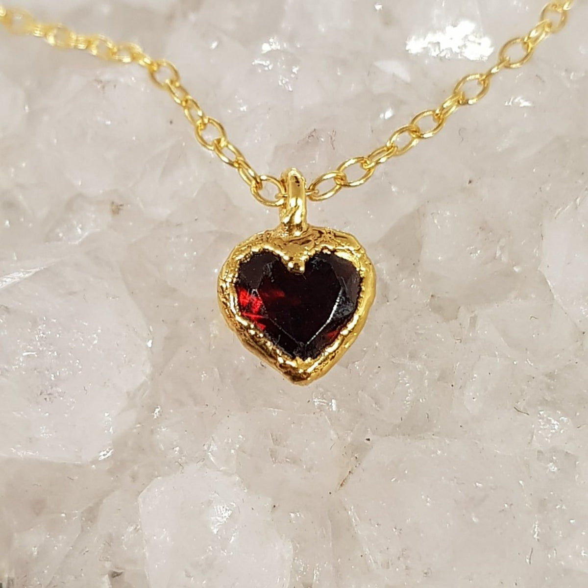 Garnet Heart Necklace - Boutee