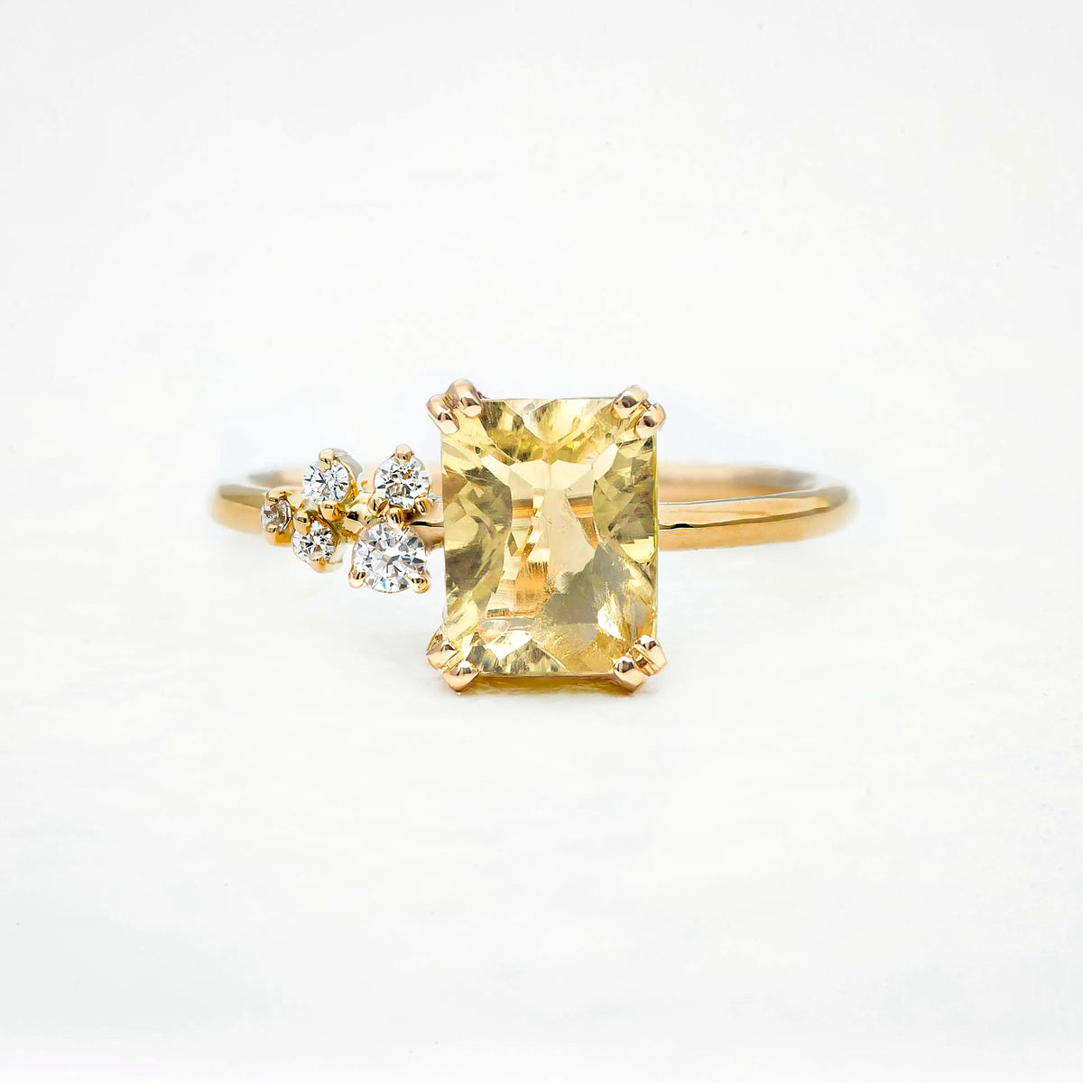 Yellow Crown Ring, Sapphire with Diamonds - Boutee