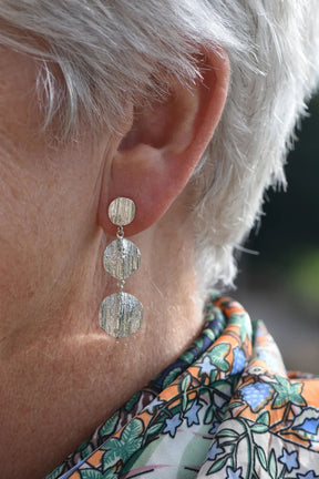 Triple Drop Silver Oak Earrings - Boutee