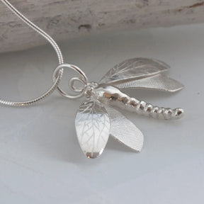Handmade Silver Dragonfly Necklace-dragonfly pendant-large dragonfly necklace - Boutee