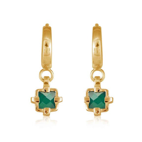 Green Onyx Talisman Huggies - Boutee