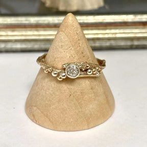 Recycled Vintage Diamond Twig Ring, Unique Eco Gold Engagement Ring - Boutee