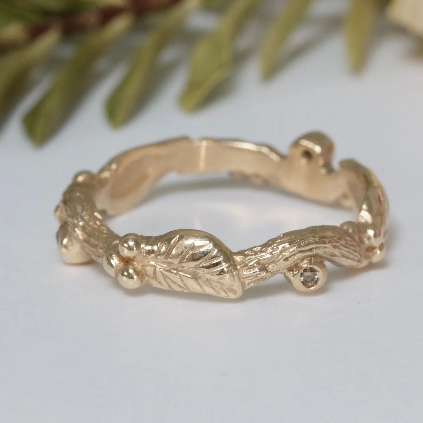 Diamond Wood Nymph Leaf Ring - Boutee