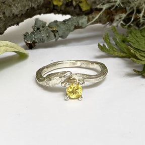 9ct Gold and Sapphire Willow Twig Ring, Nature Engagement Ring, September Birthstone Ring - Boutee