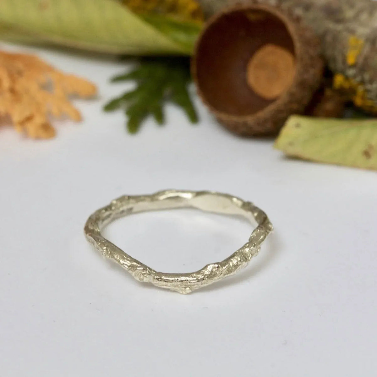 Shaped Twig Wedding Ring, Organic Nature Stacking Ring - Boutee