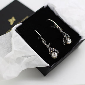 Silver & 9ct Gold Mermaid Pearl Dangling Earrings - Boutee