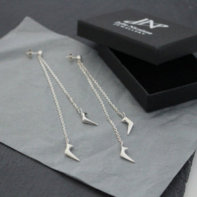 Sterling Silver Rain Drops Chain Earrings - Boutee