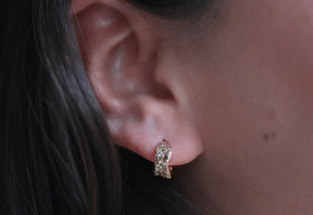 9ct Gold Mini Englsh Oak Scatter Hoops - Boutee