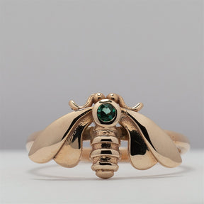 9ct Gold Emerald Moth Ring - Boutee