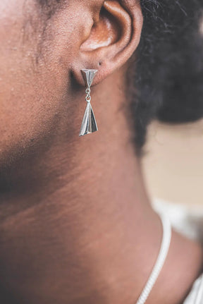 Valley Silver Triangle Drop Stud Earrings - Boutee