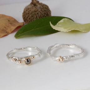 Organic Rose Cut Diamond Engagement Ring-Rustic Woodland Ring - Boutee