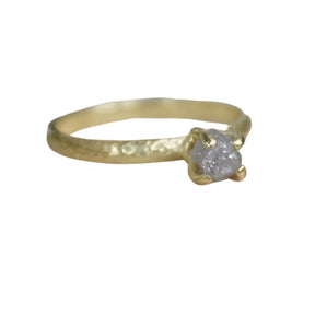 Raw uncut rough diamond 18ct gold engagement ring - Boutee