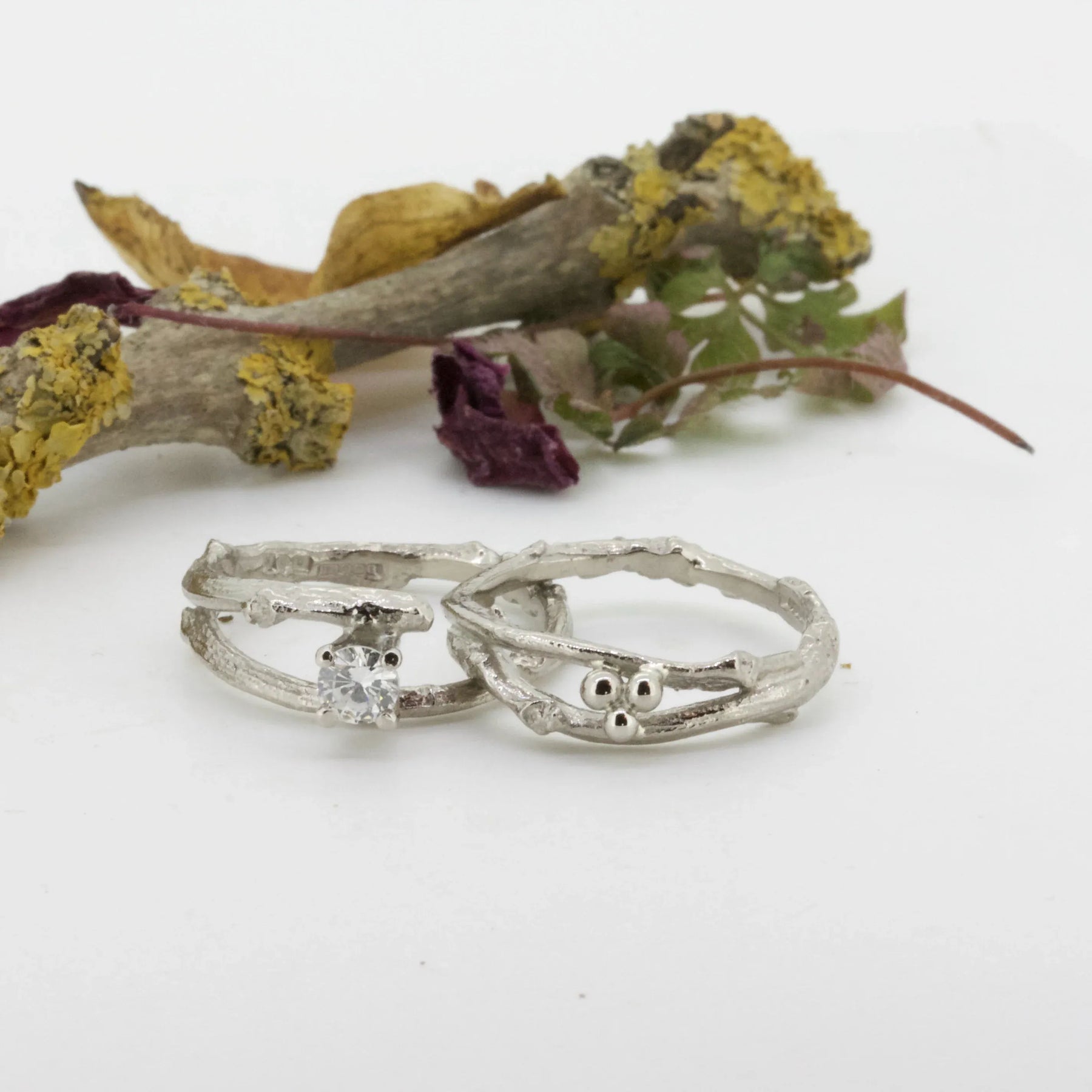 Diamond Twig Engagement Ring-Woodland Engagement Ring-White Gold Twig Ring-Nature Engagement Ring - Boutee