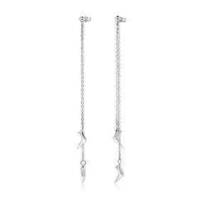 Sterling Silver Rain Drops Chain Earrings - Boutee