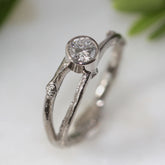 Diamond Twig Engagement Ring-Woodland Engagement Ring-White Gold Twig Ring-Nature Engagement Ring - Boutee