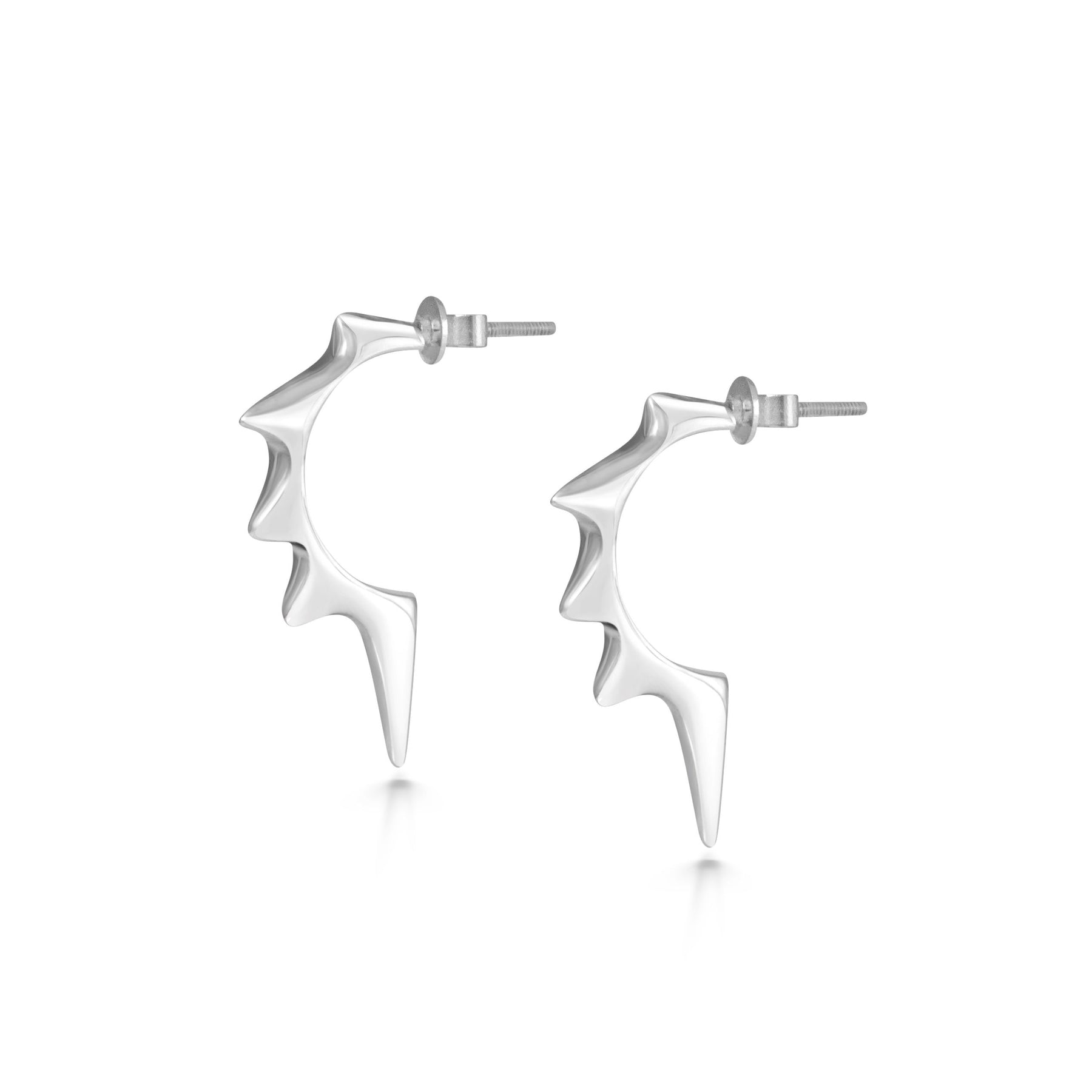 Sterling Silver Lightning Hoop Earrings - Boutee