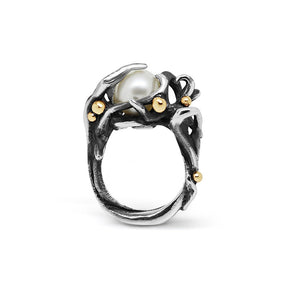 Silver & 9ct Gold Abyss Pearl Cocktail Ring - Boutee