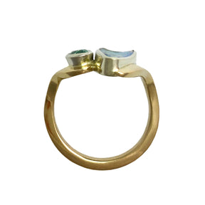 Ocean Wave Boulder Opal and Tourmaline Ring - Boutee