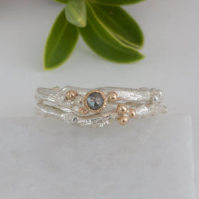 Organic Rose Cut Diamond Engagement Ring-Rustic Woodland Ring - Boutee