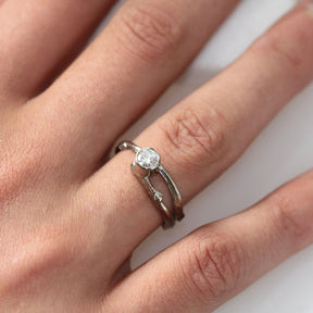 Diamond Twig Engagement Ring-Woodland Engagement Ring-White Gold Twig Ring-Nature Engagement Ring - Boutee