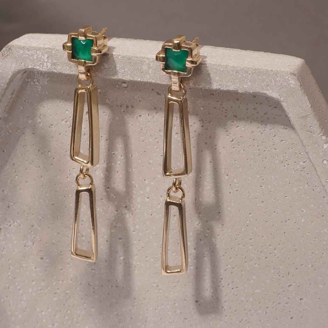 Green Onyx Talisman Drop Earrings - Boutee