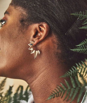 Fracture Silver Half Hoop Stud Earrings - Boutee