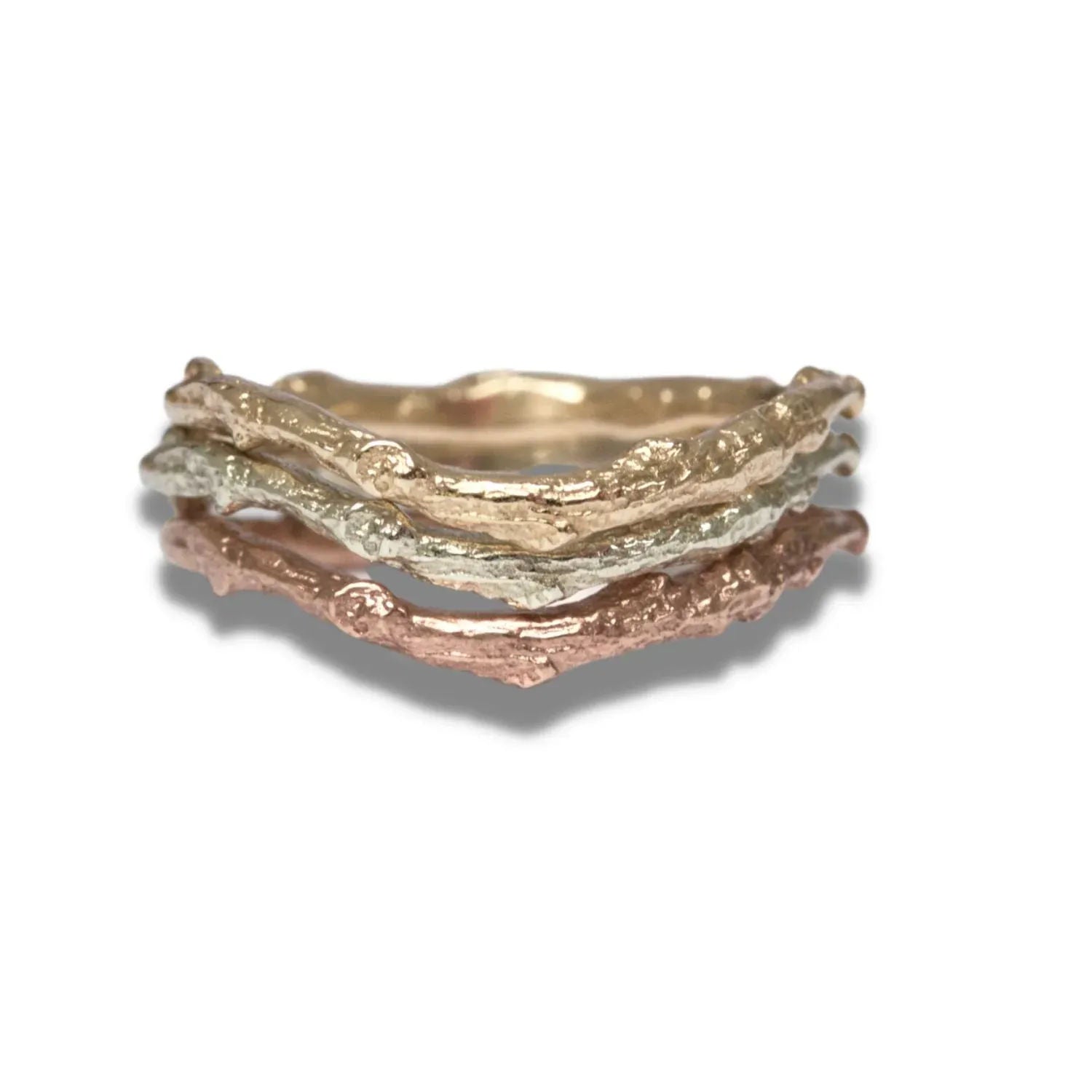 Shaped Twig Wedding Ring, Organic Nature Stacking Ring - Boutee