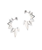 Fracture Silver Half Hoop Stud Earrings - Boutee