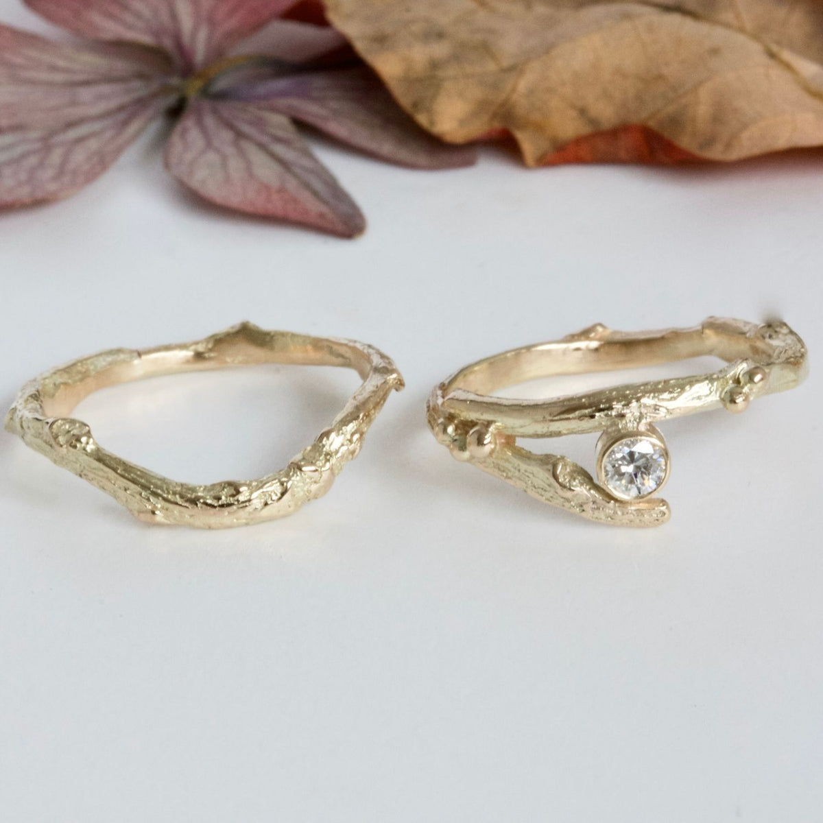 Woodland Elvish Engagement and Wedding Twig Rings - Boutee