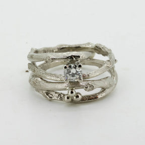 Diamond Twig Engagement Ring-Woodland Engagement Ring-White Gold Twig Ring-Nature Engagement Ring - Boutee