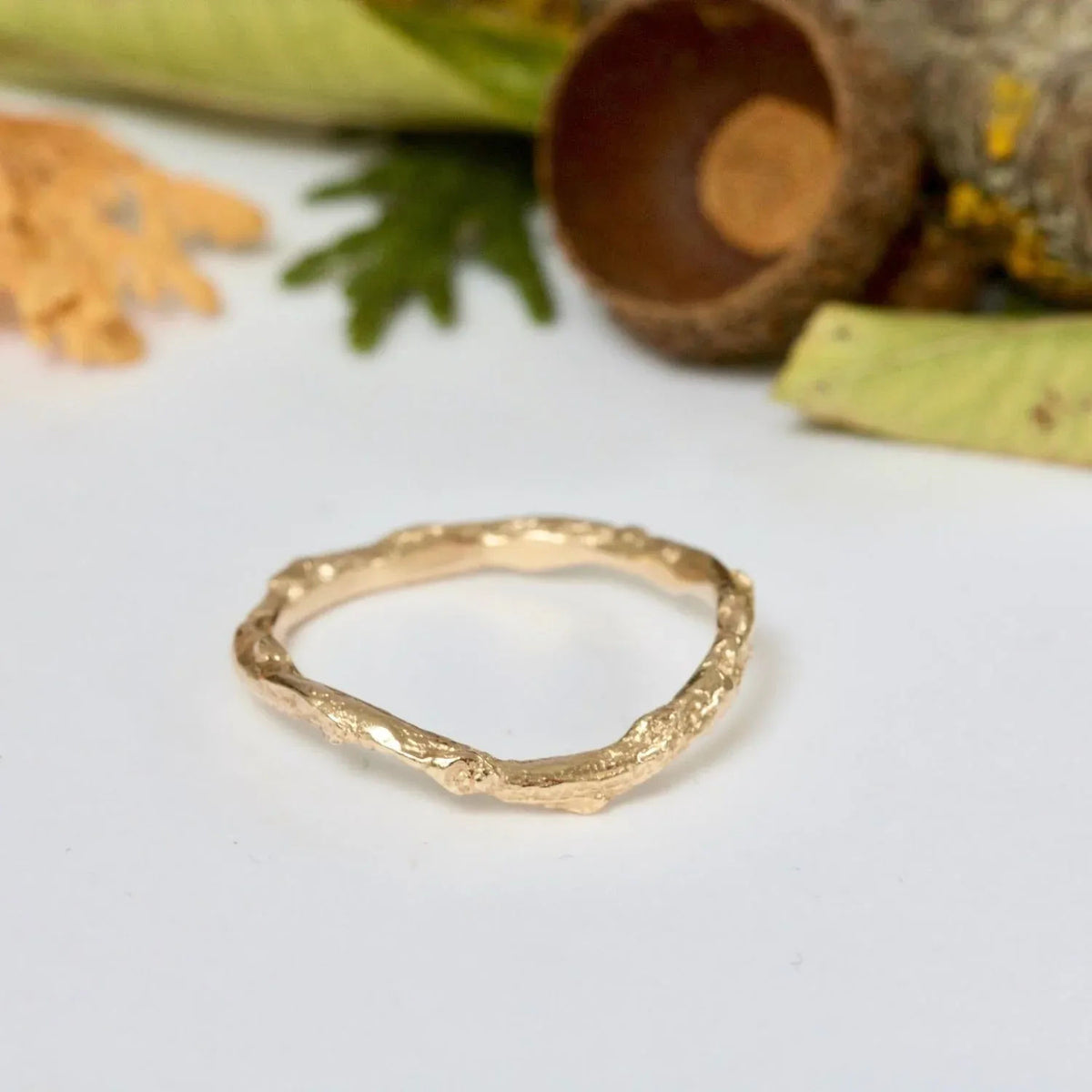 Shaped Twig Wedding Ring, Organic Nature Stacking Ring - Boutee