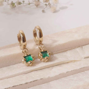 Green Onyx Talisman Huggies - Boutee