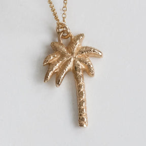 Solid 9ct Gold Palm Tree Necklace, Gold Palm Tree Pendant on a chain - Boutee