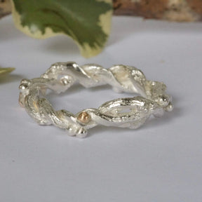 Organic Silver Band Ring-Entwined Forest Twig Ring-Alternative Wedding Ring - Boutee