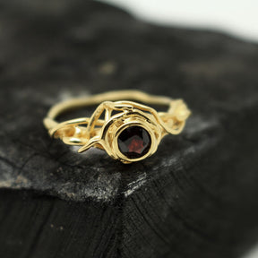 Recycled 9ct Yellow Gold & Garnet Sacred Root Ring - Boutee