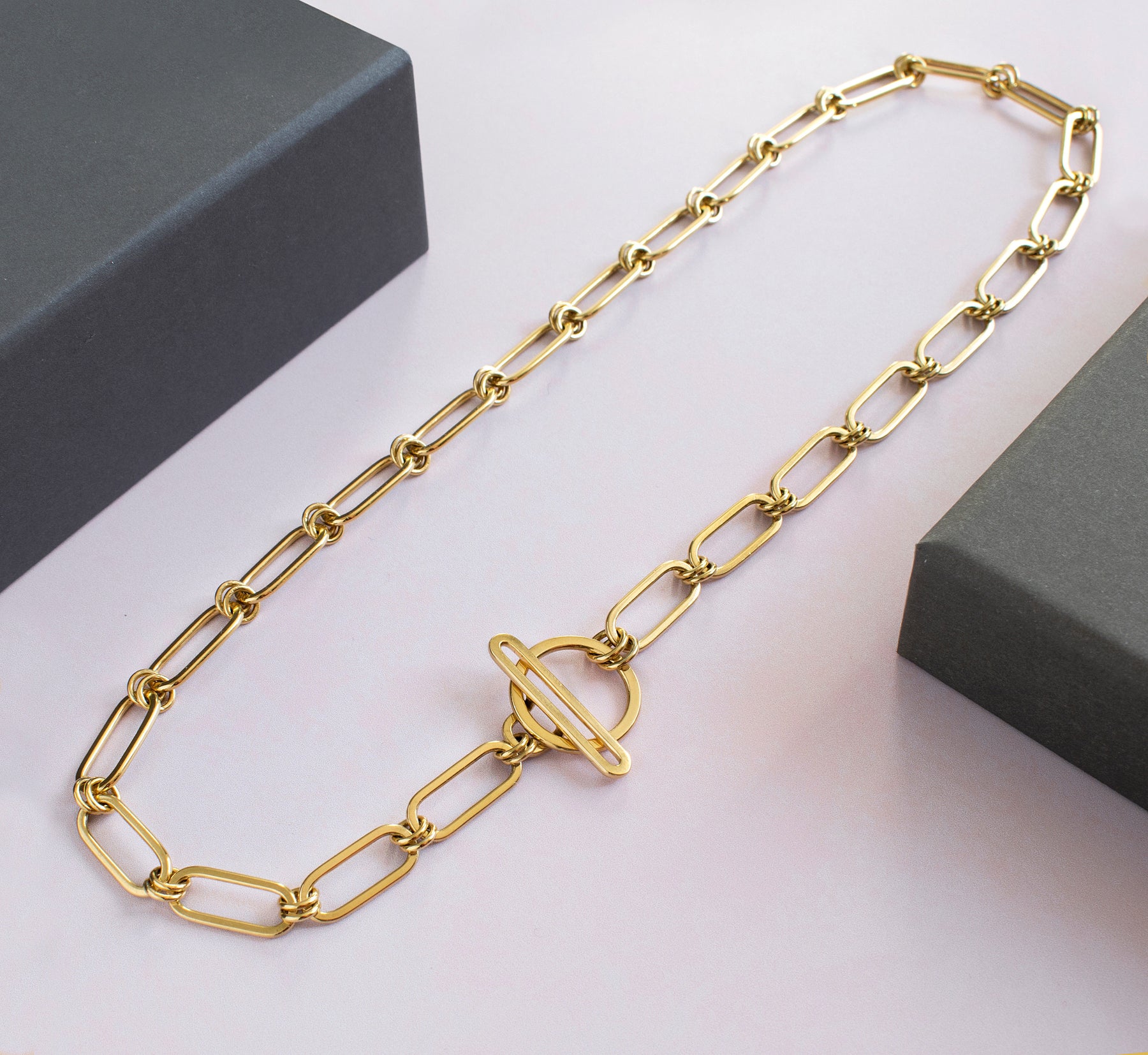 Gold Parallel Paperclip Chain Necklace - Boutee