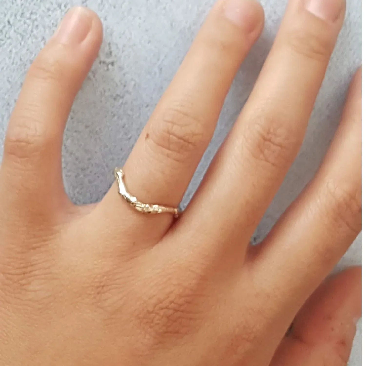 Shaped Twig Wedding Ring, Organic Nature Stacking Ring - Boutee