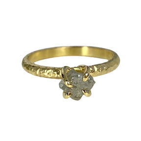 Raw uncut rough diamond 18ct gold engagement ring - Boutee