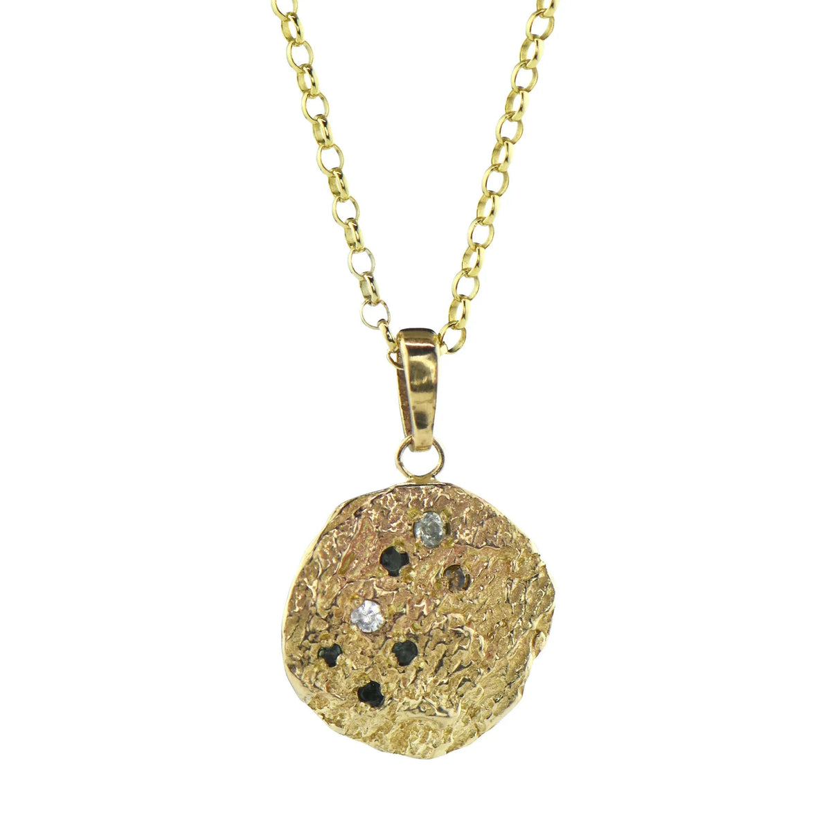 9ct Gold London Plane Scatter Disc Pendant - Boutee