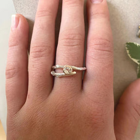 Silver and Rose Gold Woodland Twig Ring - Boutee