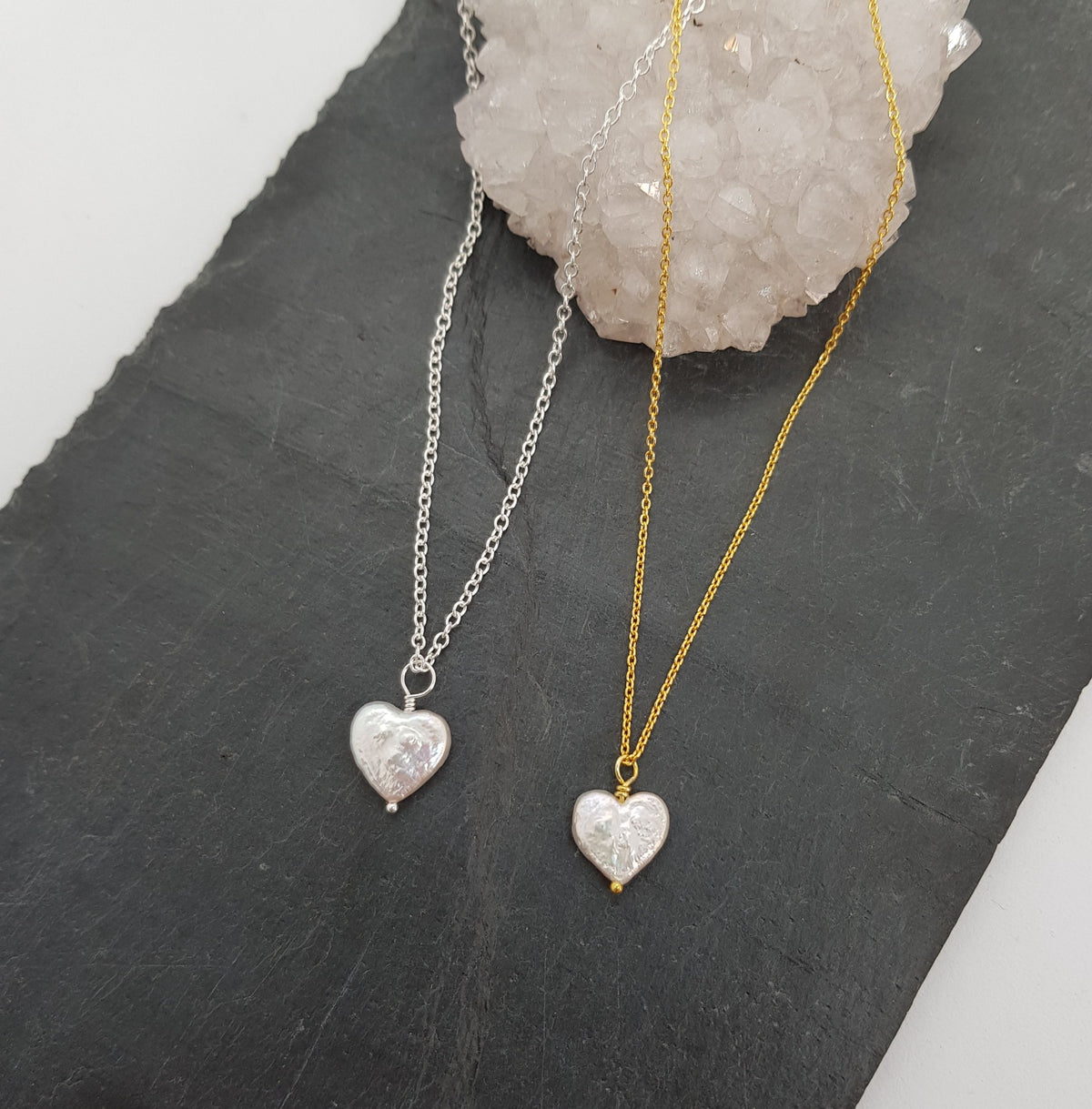 Hearts of Stars Pearl Heart Necklace - Boutee