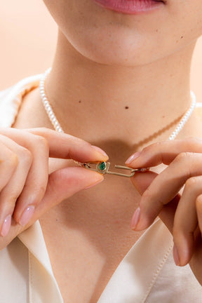 Poize Lock Pearl Necklace - Boutee