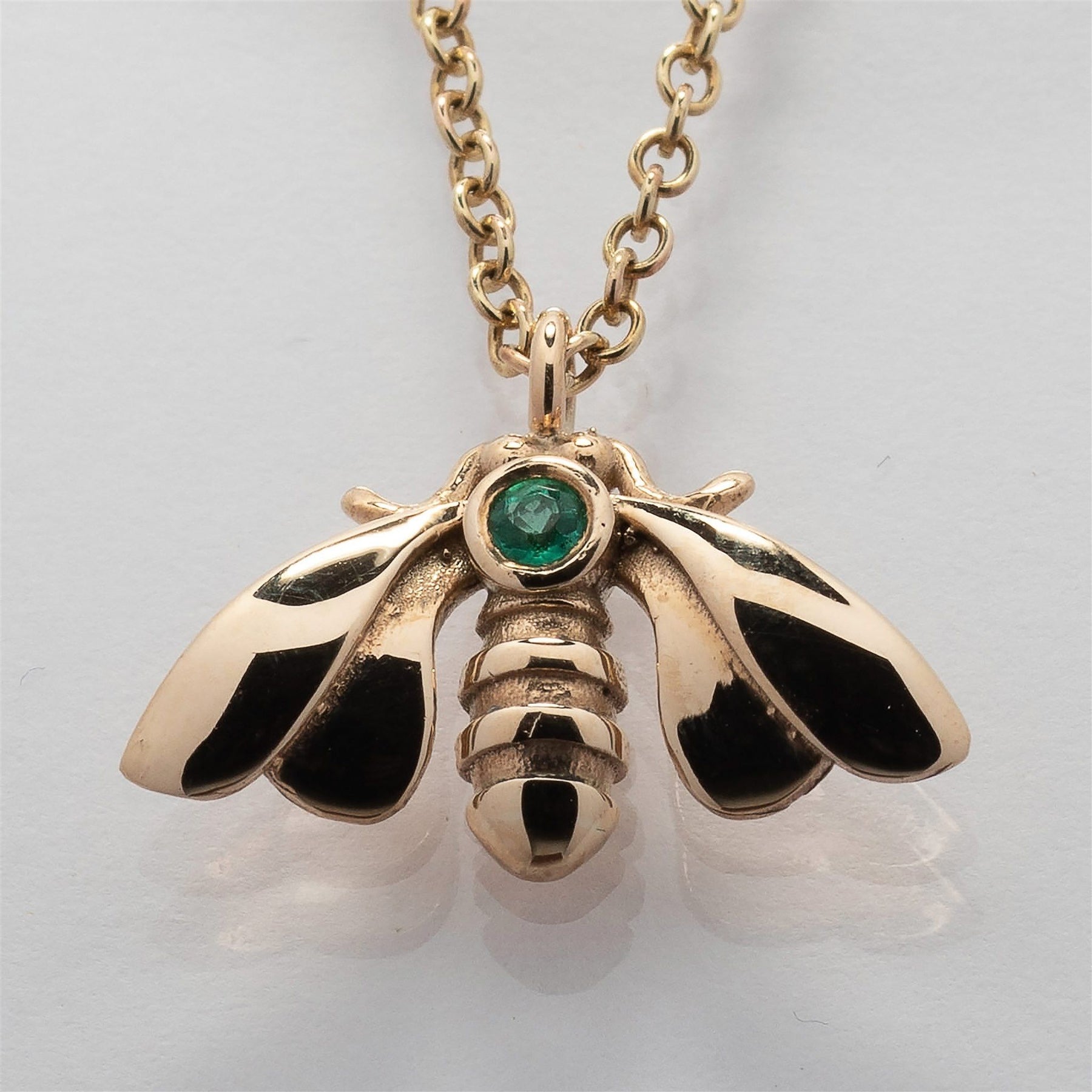 9ct Gold Emerald Moth Necklace - Boutee