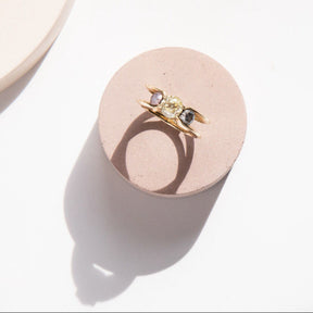 Iris Ring with Trio of Coloured Diamonds - Boutee