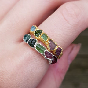 Multicoloured Raw Tourmaline Ring - Boutee